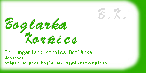 boglarka korpics business card